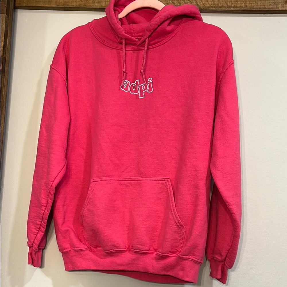 ADPI- Vibrant Pink Hoodie with Embroidered Design